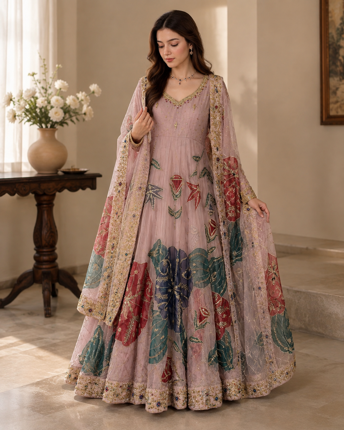 Mehr Blush Fully Stitched Three-Piece Suit